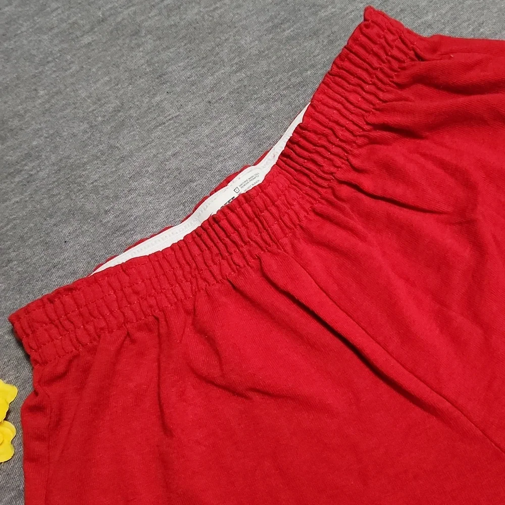 Y2K Red SOFFE Cotton Athleisure Athletic Sportswear Activewear Cheer Shorts - Picture 6 of 9